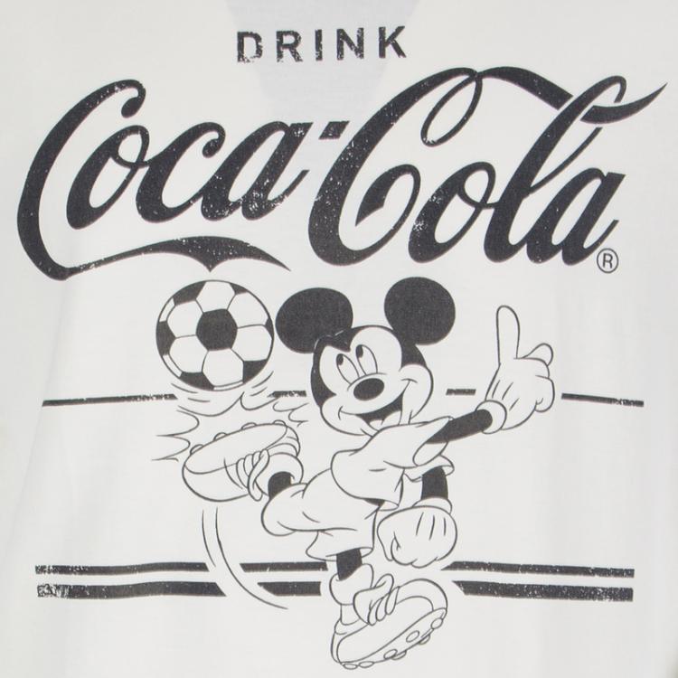 Pre Owned Dolce and Gabbana Cream Coca Cola and Mickey Mouse Print T-Shirt XL