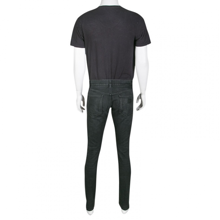 Pre Owned Dolce and Gabbana 14 Gold Black Faded Effect Denim Straight Fit Jeans S