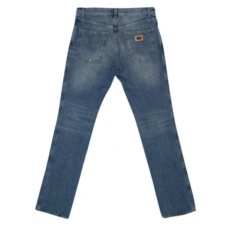 مملوكة مسبقًا Dolce and Gabbana 16 Blue Faded Effect Denim Distressed Jeans S