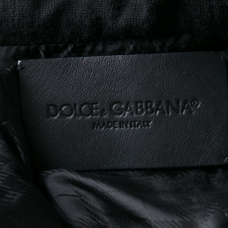 Pre Owned Dolce and Gabbana Black Lamb Leather Hooded Zip Front Bomber Jacket M