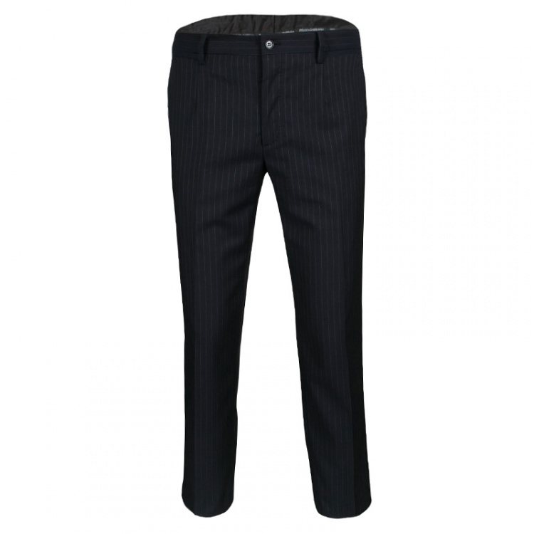 Pre Owned Dolce and Gabbana Martini Navy Blue Pinstriped Wool Tailored Suit M