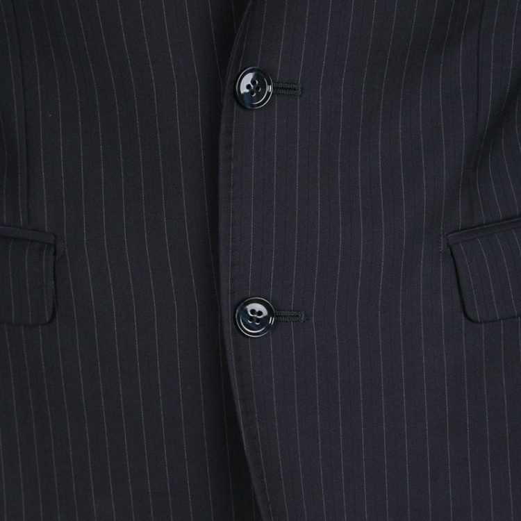 Pre Owned Dolce and Gabbana Martini Navy Blue Pinstriped Wool Tailored Suit M