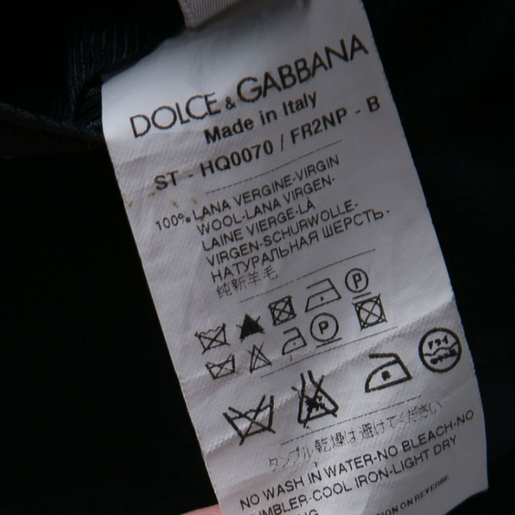 Pre Owned Dolce and Gabbana Martini Navy Blue Pinstriped Wool Tailored Suit M