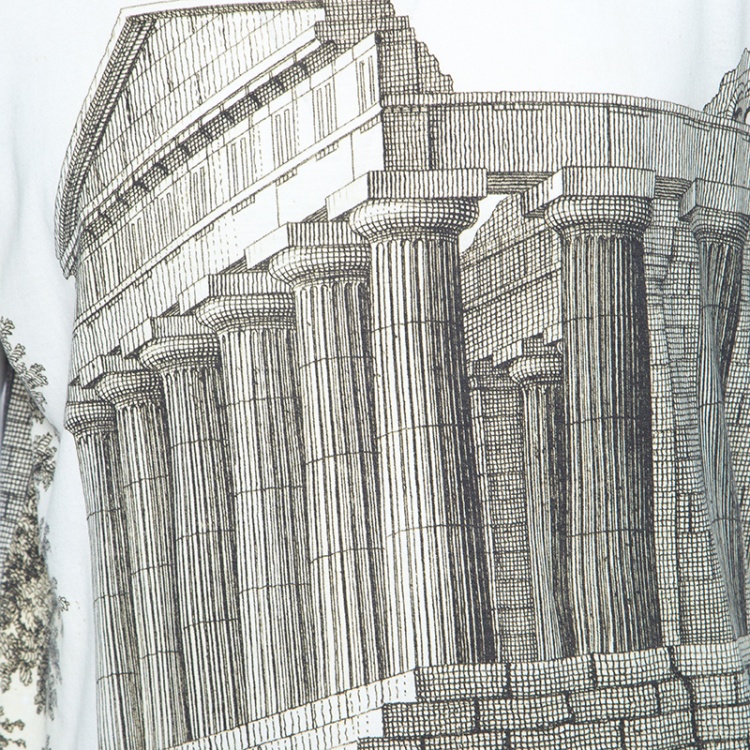 مملوكة مسبقًا Dolce and Gabbana Beige Parthenon Temple Print Short Sleeve T-Shirt M