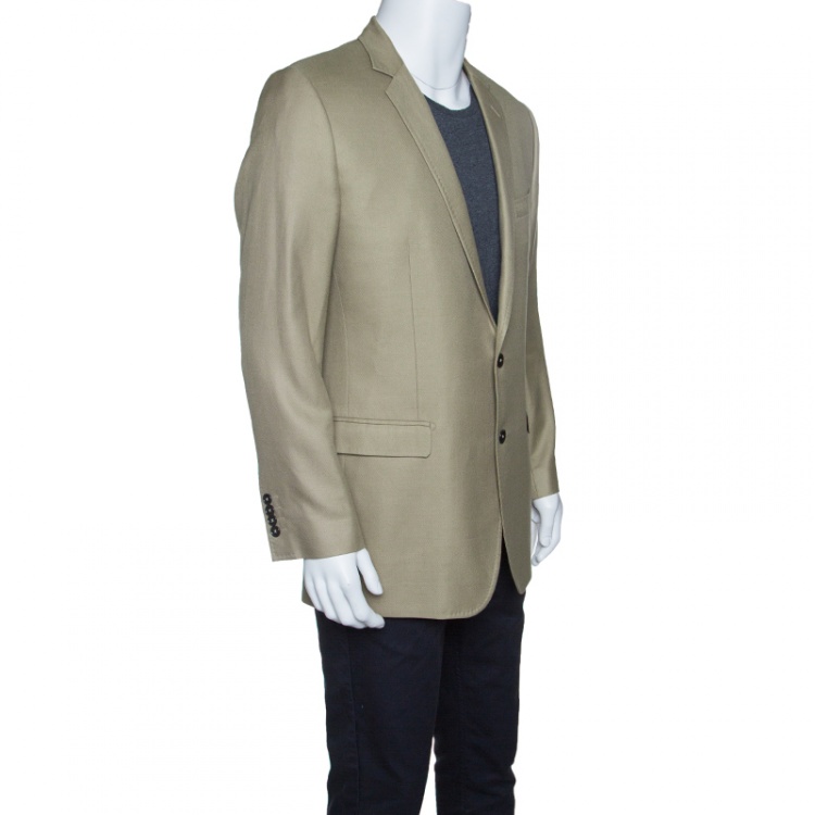 Pre Owned Dolce and Gabbana Martini Khaki Green Cashmere and Silk Two Button Blazer XXL