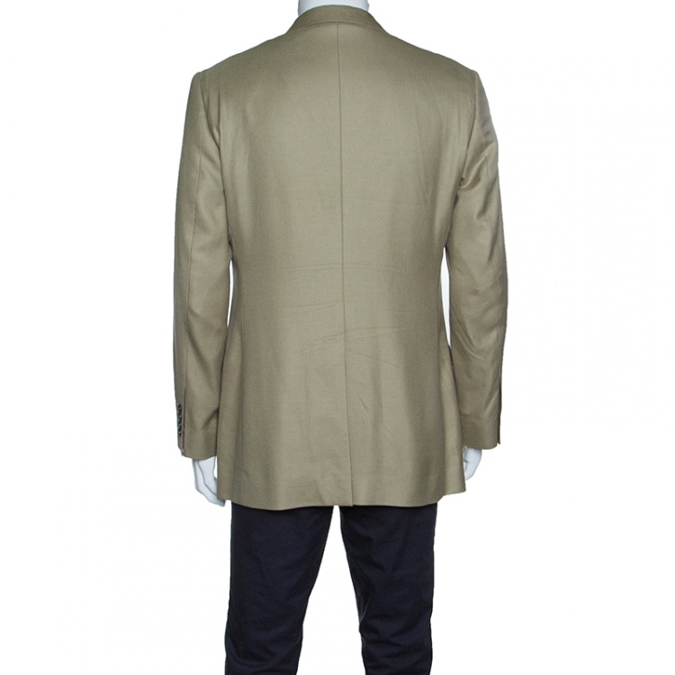 Pre Owned Dolce and Gabbana Martini Khaki Green Cashmere and Silk Two Button Blazer XXL