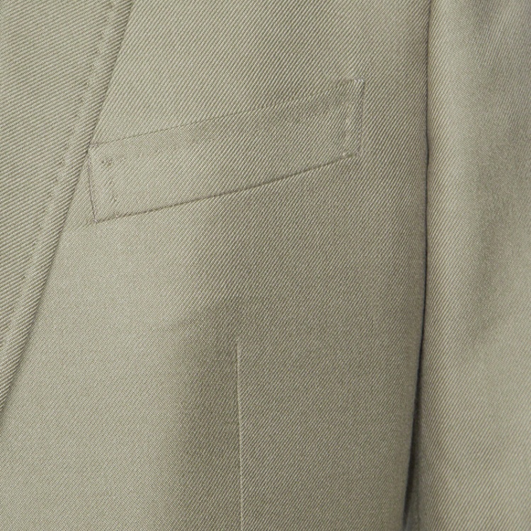 Pre Owned Dolce and Gabbana Martini Khaki Green Cashmere and Silk Two Button Blazer XXL