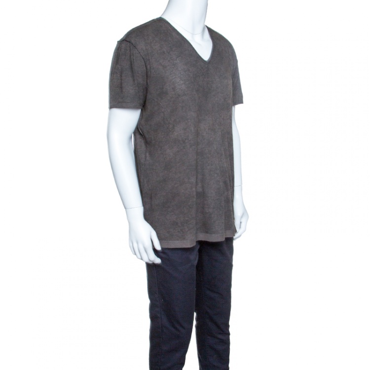 Pre Owned Dolce and Gabbana Khaki Green Overdyed Reverse Seam T-Shirt XXL