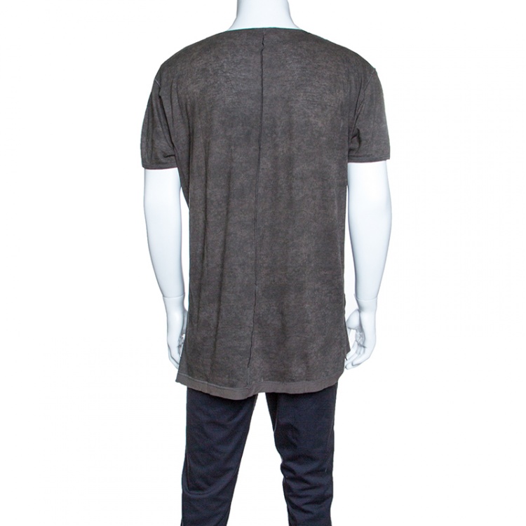 Pre Owned Dolce and Gabbana Khaki Green Overdyed Reverse Seam T-Shirt XXL