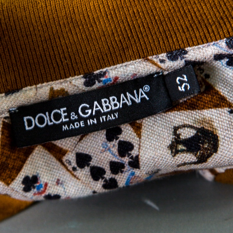 Pre Owned Dolce and Gabbana Multicolor Playing Cards Print Polo T-Shirt XL