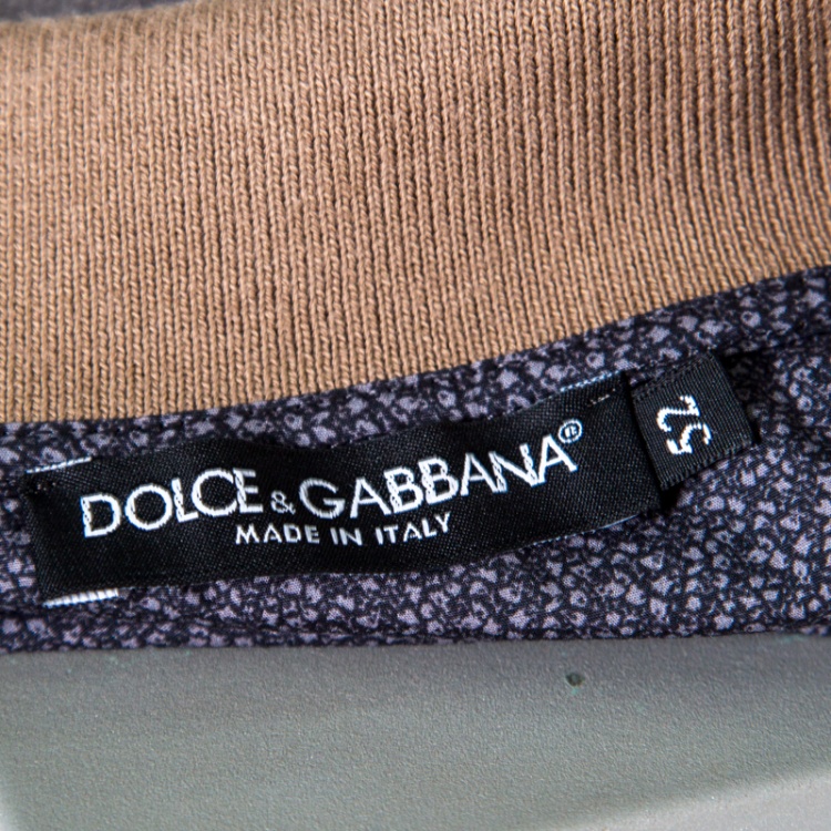 Pre Owned Dolce and Gabbana Grey Dice Printed Honeycomb Knit Polo T-Shirt XL