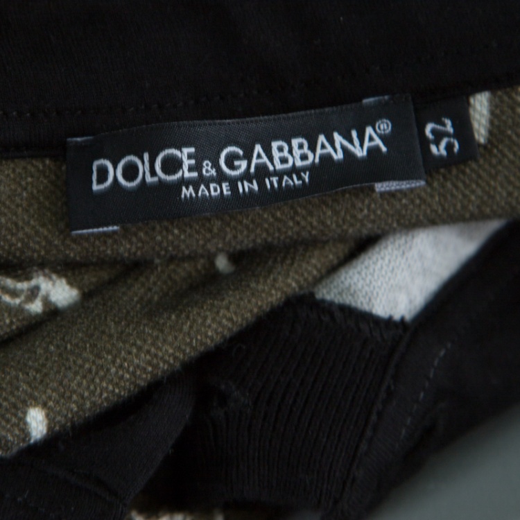 Pre Owned Dolce and Gabbana Green Medieval Key Printed Honeycomb Knit Polo T- Shirt XL