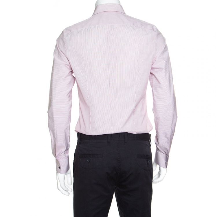 مملوكة مسبقًا Dolce and Gabbana Gold Red and White Striped Cotton Long Sleeve Shirt M