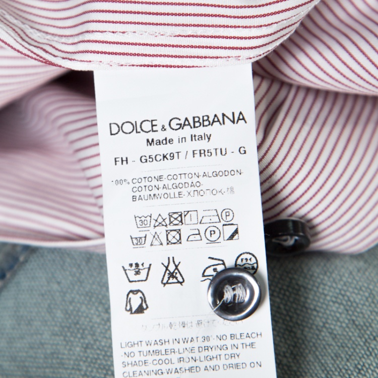 مملوكة مسبقًا Dolce and Gabbana Gold Red and White Striped Cotton Long Sleeve Shirt M