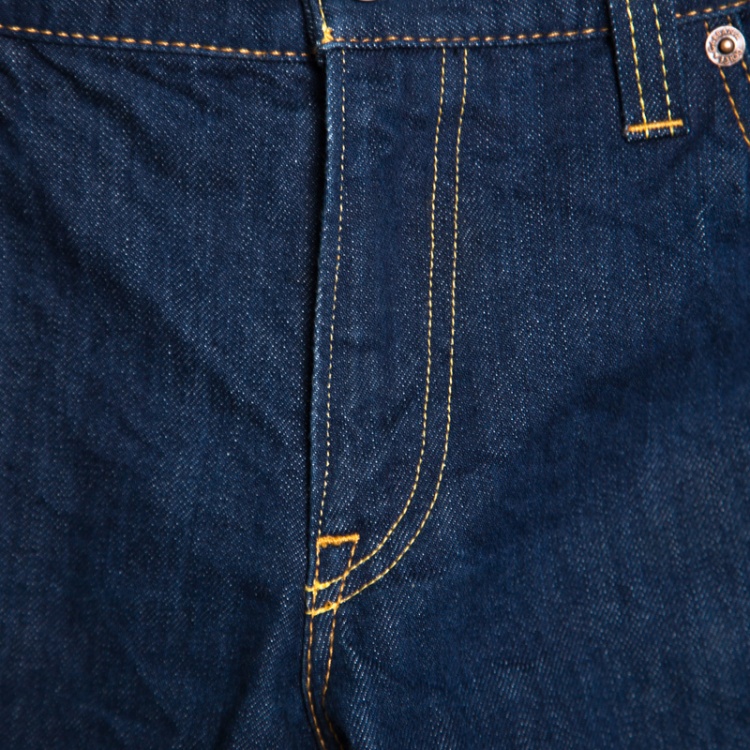 Pre Owned Dolce and Gabbana 14 Gold Indigo Dark Wash Denim Straight Fit Jeans M