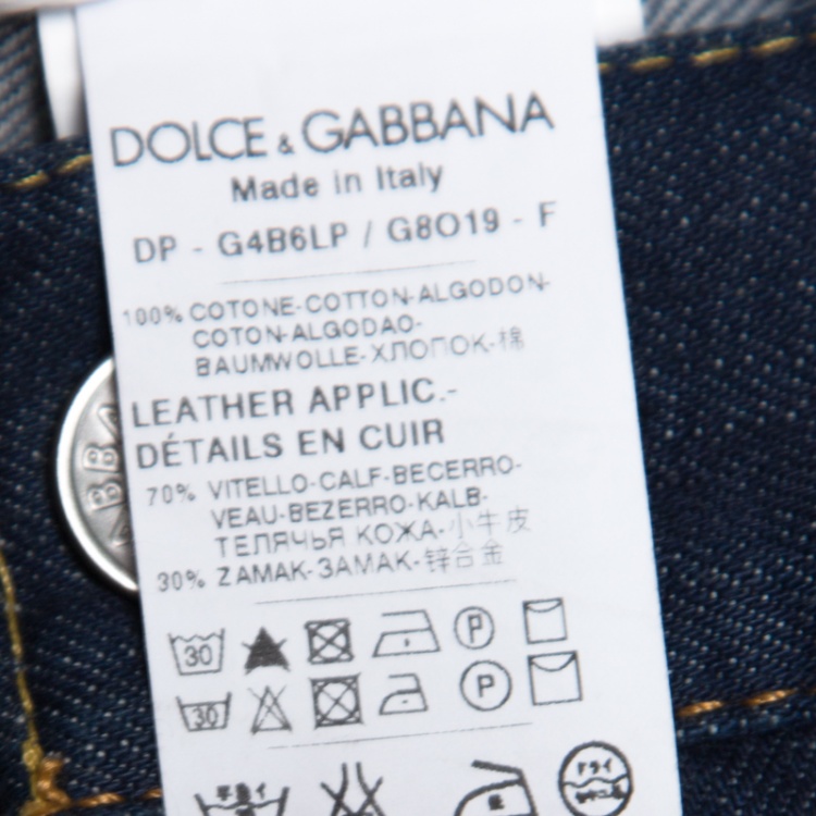Pre Owned Dolce and Gabbana 14 Gold Indigo Dark Wash Denim Straight Fit Jeans M