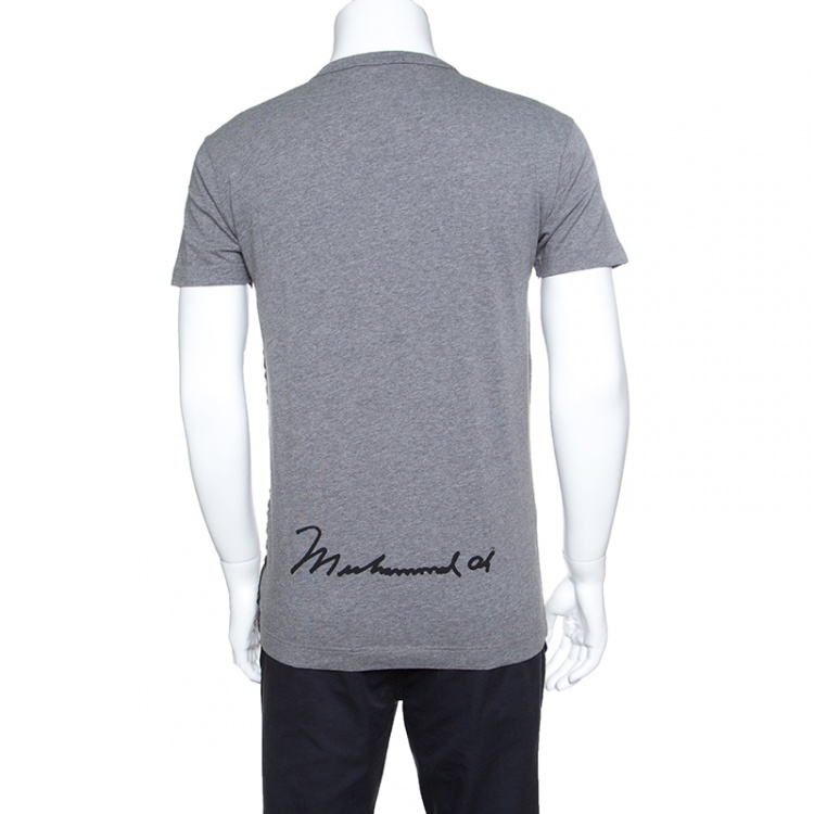 Pre Owned Dolce and Gabbana Grey Pugilato Muhammed Ali Print Short Sleeve T-Shirt M