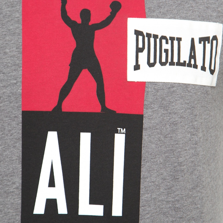 Pre Owned Dolce and Gabbana Grey Pugilato Muhammed Ali Print Short Sleeve T-Shirt M