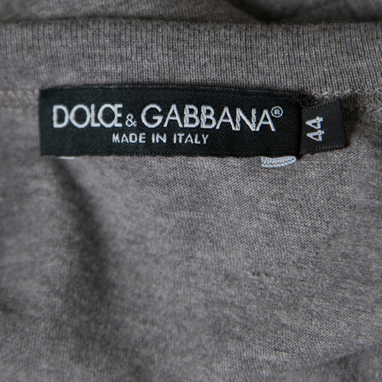 Pre Owned Dolce and Gabbana Grey Pugilato Muhammed Ali Print Short Sleeve T-Shirt M