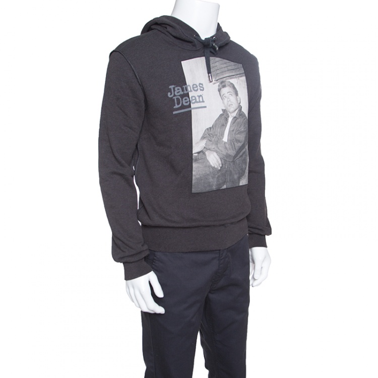 Pre Owned Dolce and Gabbana Grey Cotton Terry James Dean Print Hoodie S