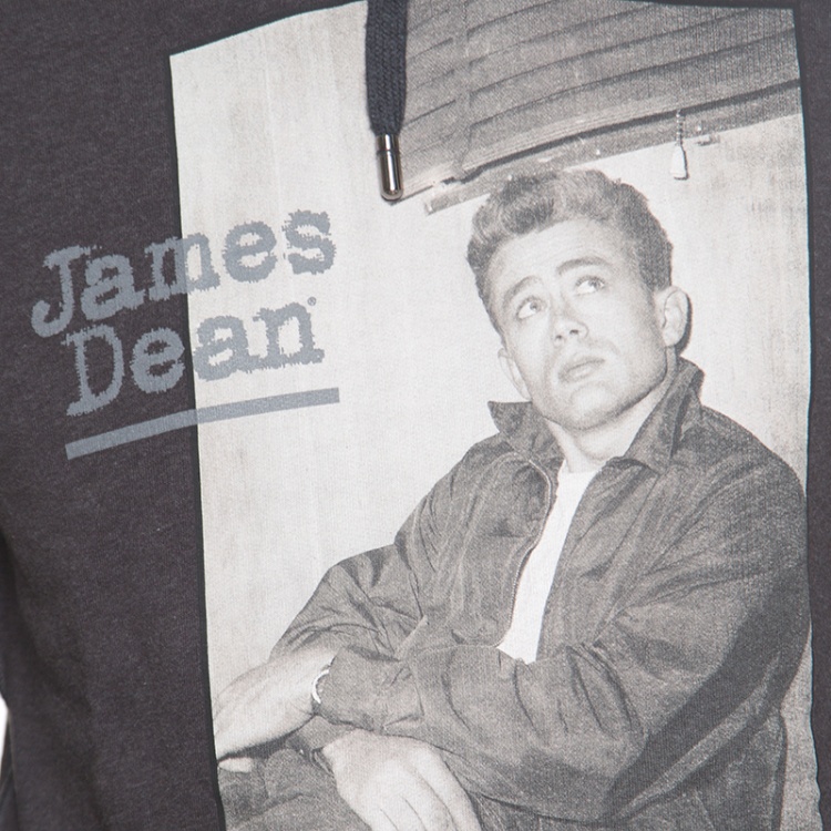 Pre Owned Dolce and Gabbana Grey Cotton Terry James Dean Print Hoodie S