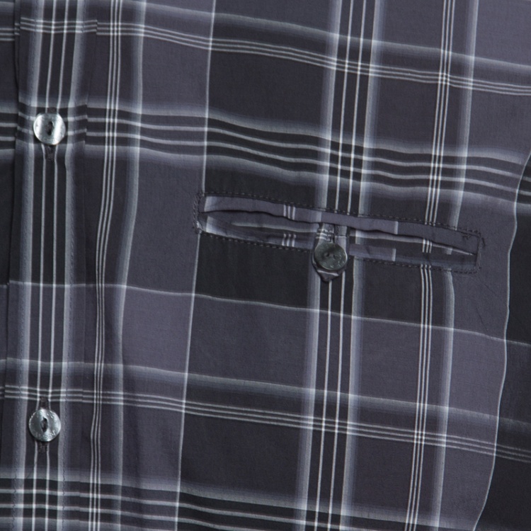 Pre Owned Dolce & Gabbana Gold Grey Checked Cotton Long Sleeve Button Front Shirt L