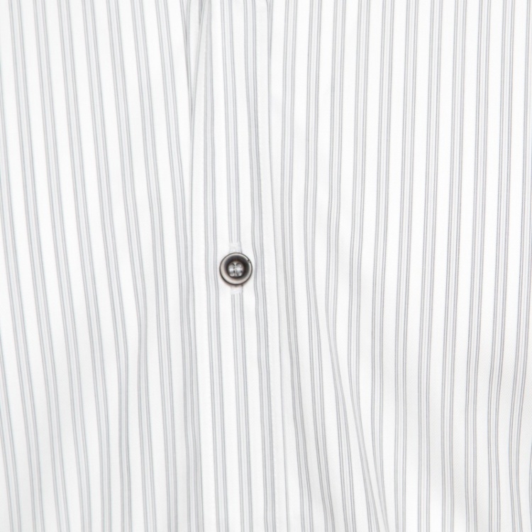 Pre Owned Dolce and Gabbana Martini White Striped Cotton Button Front Shirt M