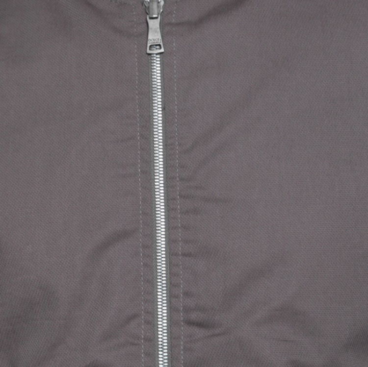 Pre Owned Dolce and Gabbana Grey Striped Rib Trim Reversible Bomber Jacket M