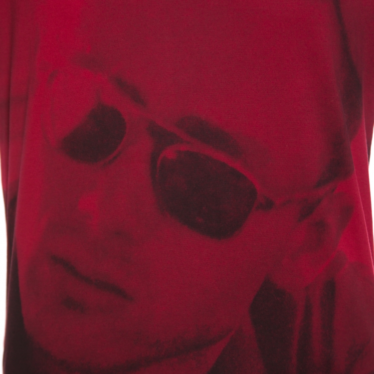 Pre Owned Dolce & Gabbana Red and Black Cotton James Dean Print T-Shirt M