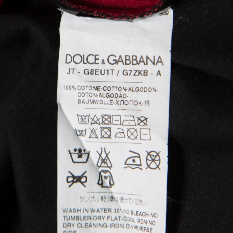 Pre Owned Dolce & Gabbana Red and Black Cotton James Dean Print T-Shirt M