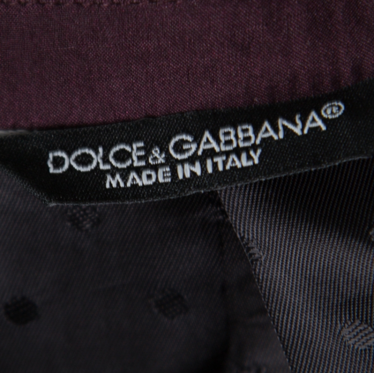 Pre Owned Dolce and Gabbana Burgundy Key and Axe Printed Silk Velvet Trim Jacket S