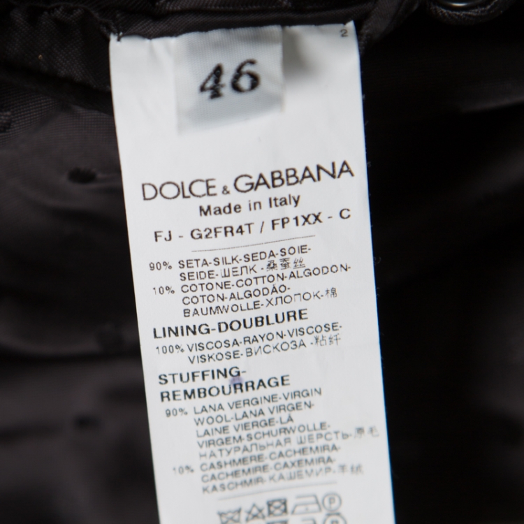 Pre Owned Dolce and Gabbana Burgundy Key and Axe Printed Silk Velvet Trim Jacket S