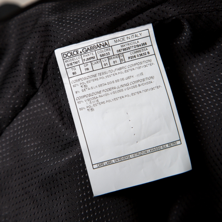 Pre Owned Dolce and Gabbana Navy Blue Metallic Jacquard Satin Trim Waistcoat L