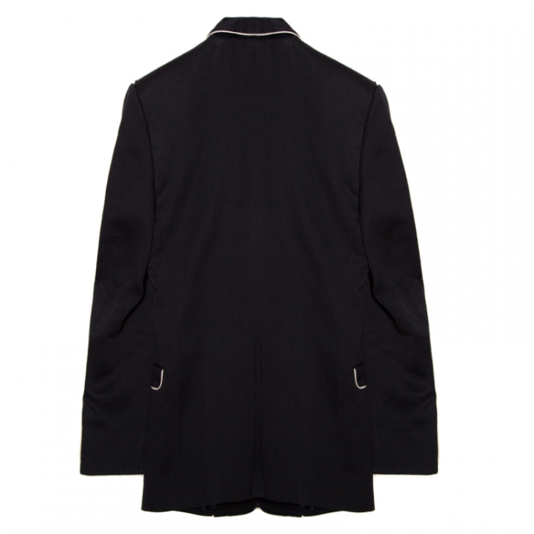 مملوكة مسبقًا Dolce And Gabbana Gold Black Cotton Contrast Piping Detail Shawl Collar Blazer S