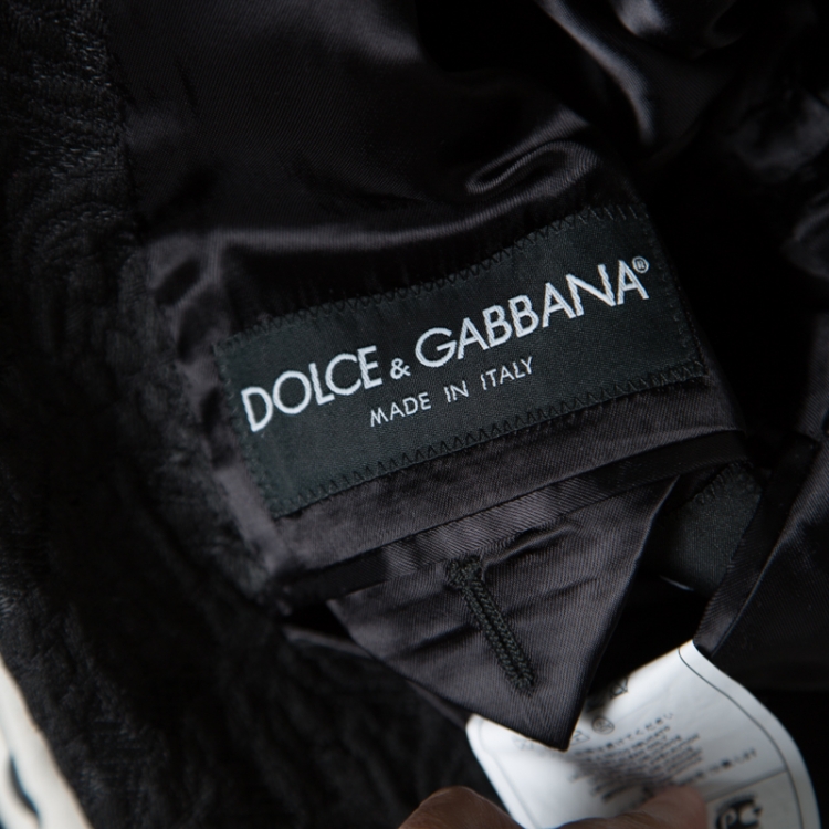 Pre Owned Dolce and Gabbana Black Floral Jacquard Sicilia Suit 2XL