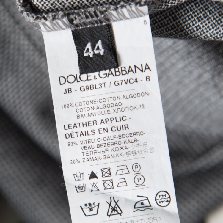 Pre Owned Dolce And Gabbana Monochrome Jacquard Cotton Knit Ribbed Trim Sweater XS