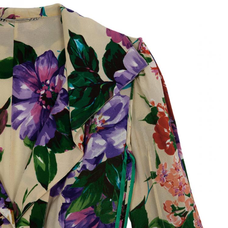 Pre Owned Dolce and Gabbana Floral Silk Jacket M