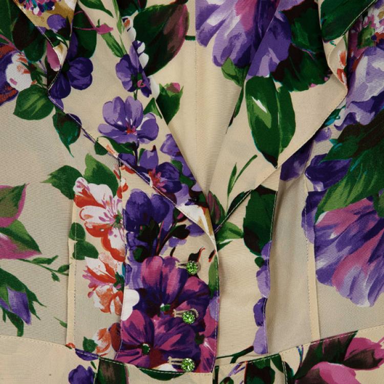 Pre Owned Dolce and Gabbana Floral Silk Jacket M