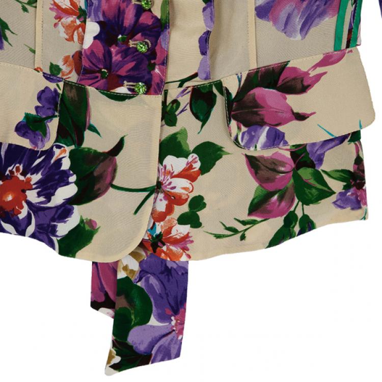 Pre Owned Dolce and Gabbana Floral Silk Jacket M