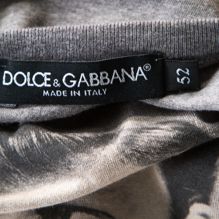 مملوكة مسبقًا Dolce and Gabbana Grey Melange Marlon Brando Printed Crew Neck T-Shirt XL
