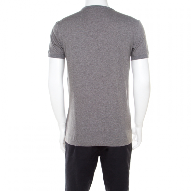 مملوكة مسبقًا Dolce and Gabbana Grey Melange Marlon Brando Printed Crew Neck T-Shirt XL