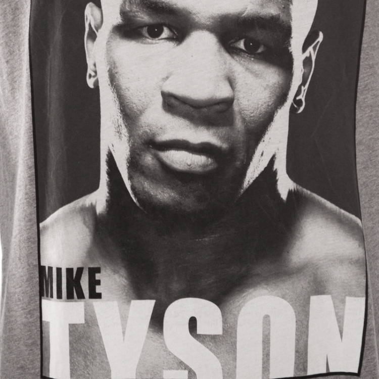 Pre Owned Dolce and Gabbana Grey Melange Mike Tyson Print Crew Neck T-shirt L