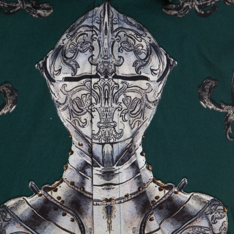 Pre Owned Dolce & Gabbana Gold Green Armour Printed Long Sleeve Shirt L