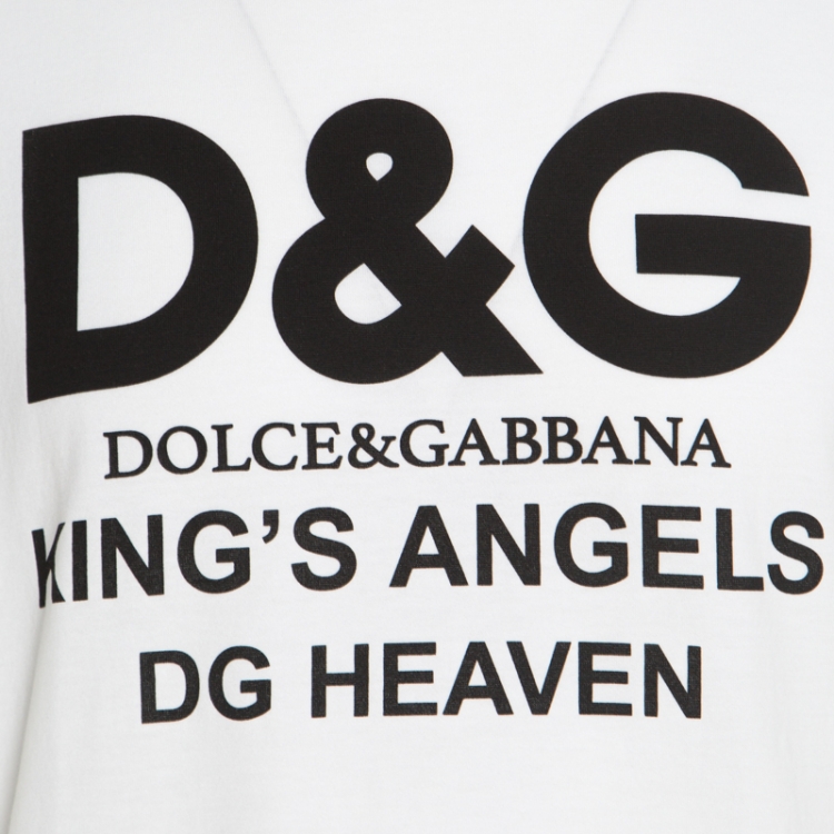 Pre Owned Dolce and Gabbana White Cotton DG Heaven Crew Neck T-Shirt L