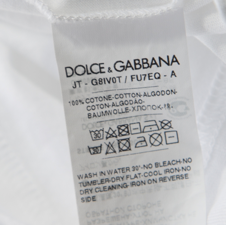 Pre Owned Dolce and Gabbana White Cotton DG Heaven Crew Neck T-Shirt L