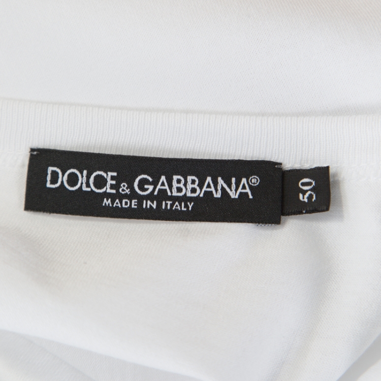 Pre Owned Dolce and Gabbana White Cotton DG Heaven Crew Neck T-Shirt L