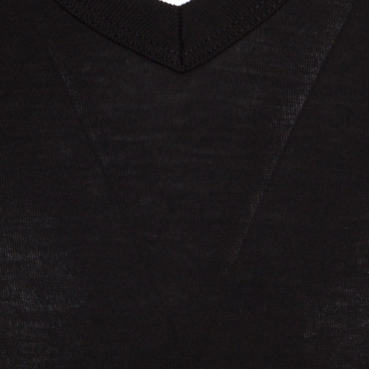 Pre Owned Dolce and Gabbana Black Cotton Stretch Knit V Neck T -Shirt XS