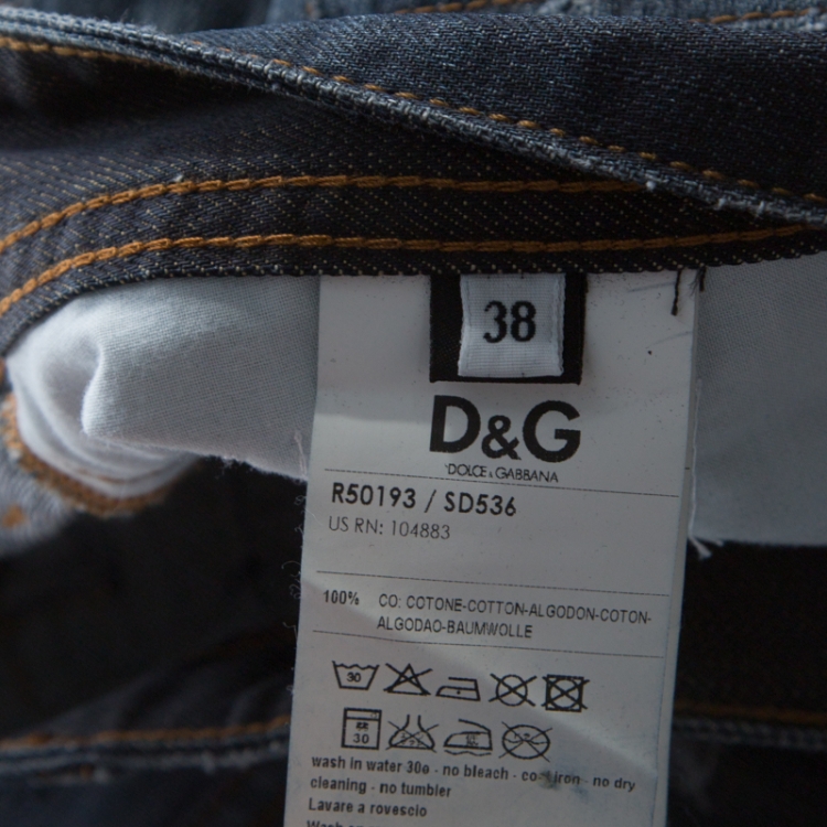 Pre Owned Dolce & Gabbana Black Faded Effect Patchwork Detail Distressed Jeans XXL