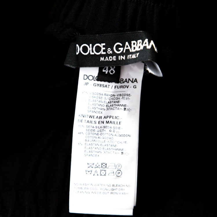Pre Owned Dolce and Gabbana Black Stretch Crepe Elasticized Waist Cady Track Pants M 