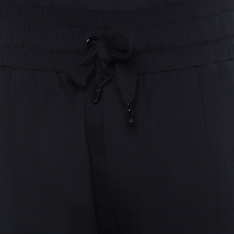 Pre Owned Dolce and Gabbana Black Stretch Crepe Elasticized Waist Cady Track Pants M 